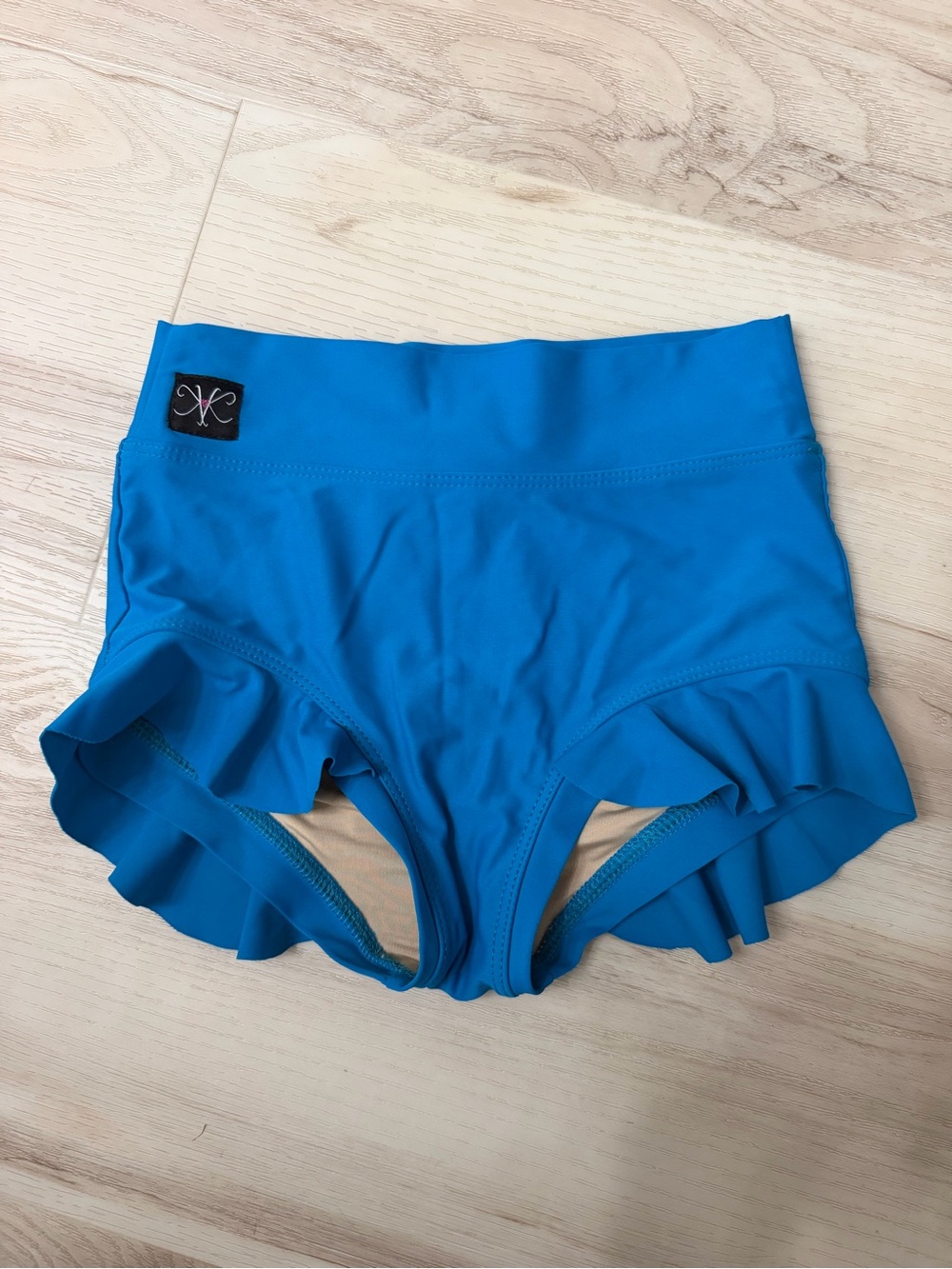 Girls' Bright Blue Dance Shorts with Ruffle Trim